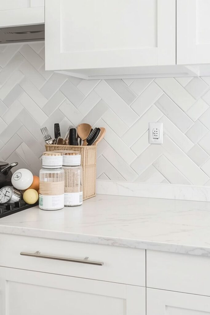 Green backsplash Tiles With Glazed Finish