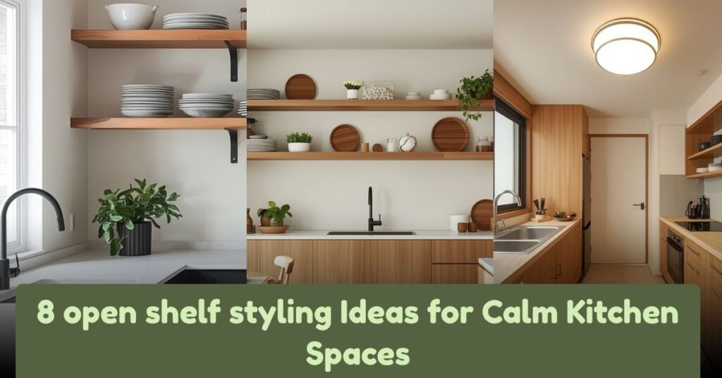 8 open shelf styling Ideas for Calm Kitchen Spaces