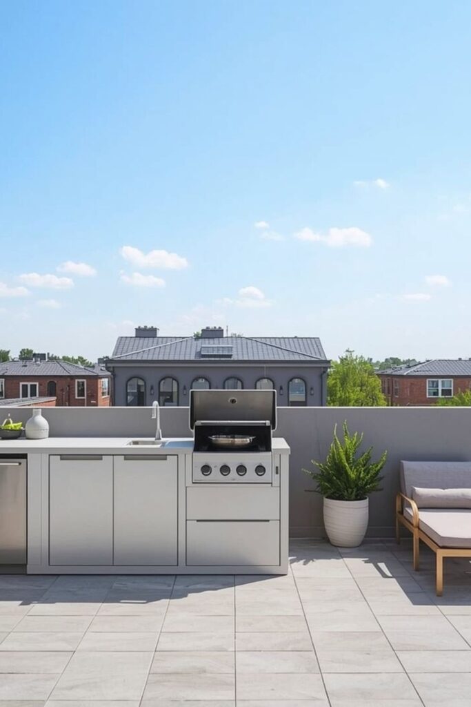 Single-Counter Outdoor Kitchen for Compact Rooftops