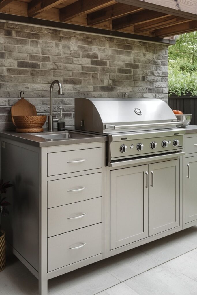 Straight-Line Outdoor Kitchen Along a Wall