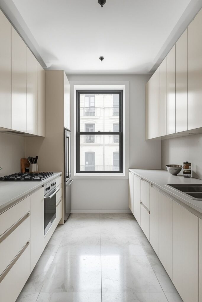 Parallel Kitchen Layout with Storage Focus